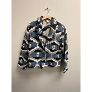VTG Dress Barn Womens Blazer Jacket Size XL‎ Blue/Black/Grey Southwest Style